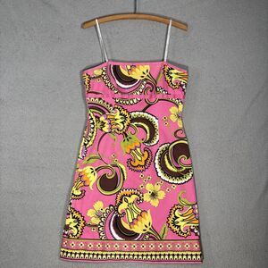 Vintage Laundry By Shelli Segal Mini Dress Women’s Size 10 Pink Paisley USA 1995